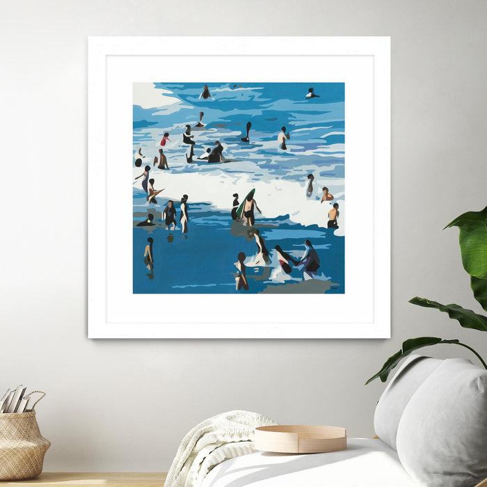 \"Surf's Up\" Matted and Framed White 36x36 Wall Art