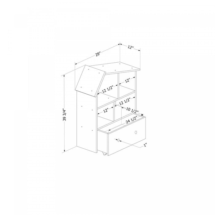 Sweedi House Shaped Bookcase with Storage Bin - Natural Wood 