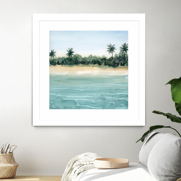 \"Paradis Ii\" Matted and Framed White 30x30 Wall Art