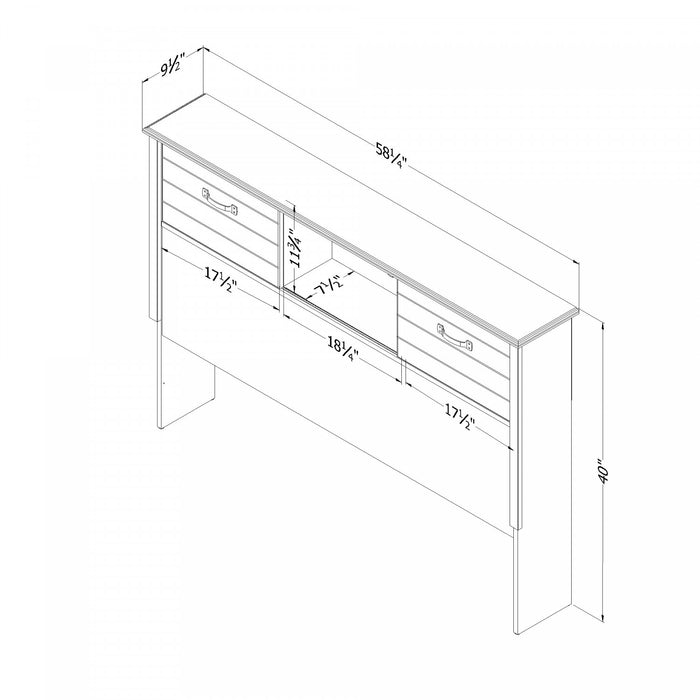 Ulysses Bookcase Headboard - Winter Oak