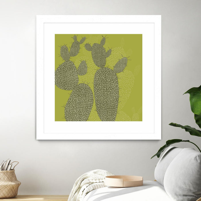 \"Opuntia I\" Matted and Framed White 36x36 Wall Art