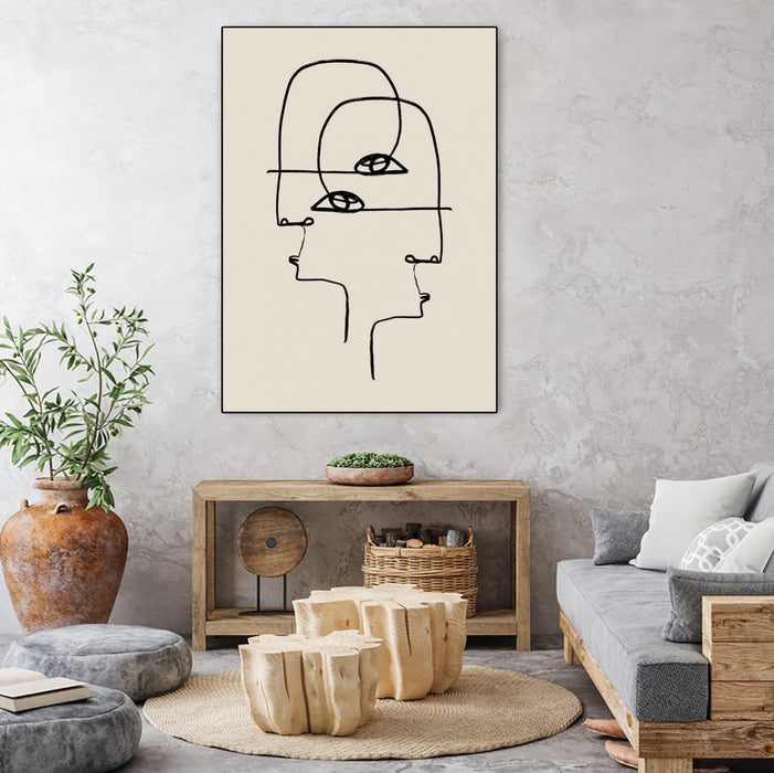\"Faces\" Canvas Framed Black 30x40 Wall Art