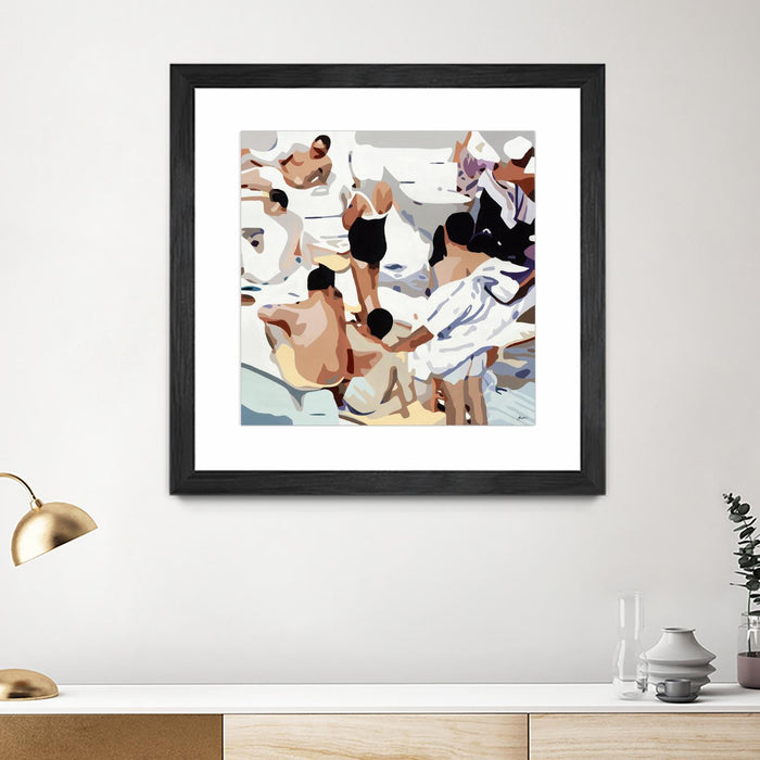 \"Tammy & Greg's Pool Party\" Matted and Framed Black 36x36 Wall Art