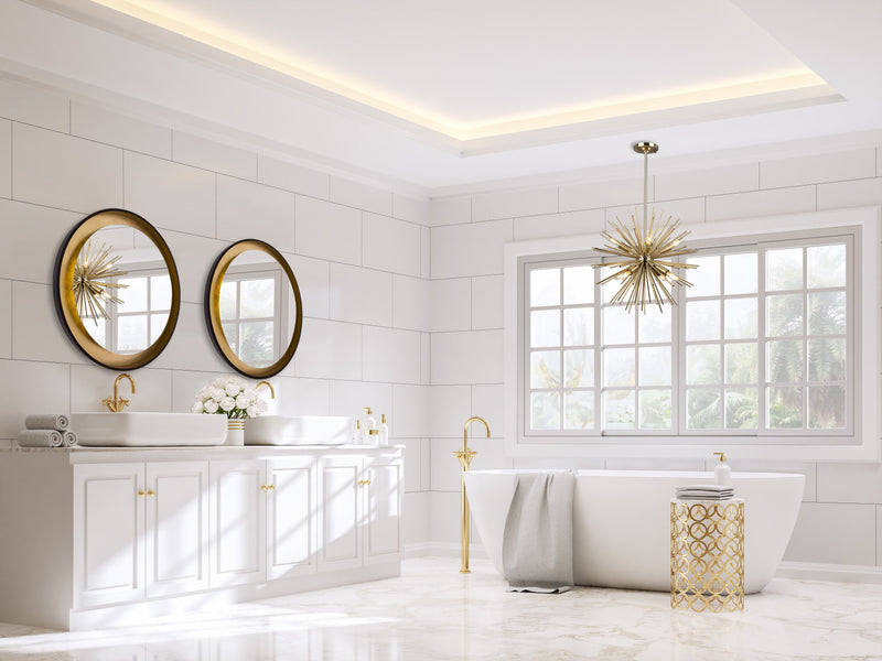 Sunburst  8-Light Satin Brass Chandelier