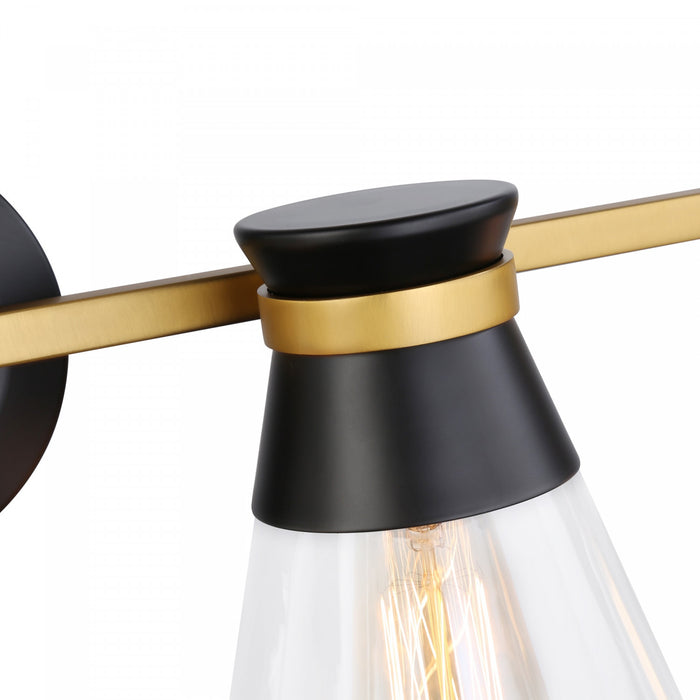 Kanata Black & Brushed Brass 4-Light Bathroom Vanity Light