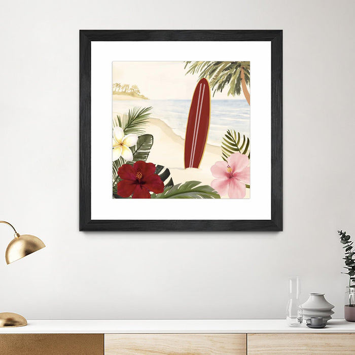 \"Aloha Ii\" Matted and Framed Black 30x30 Wall Art