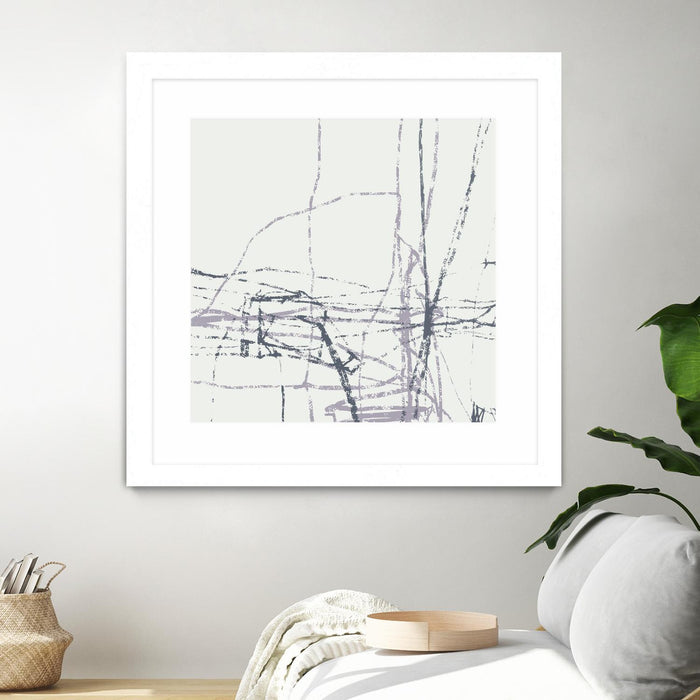 \"Chalk Doodles H\" Matted and Framed White 36x36 Wall Art