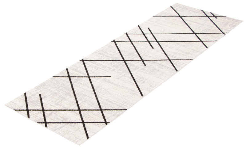 Damali Ivory/Black Machine Washable Area Rug - 2'6\" x 8'0\"