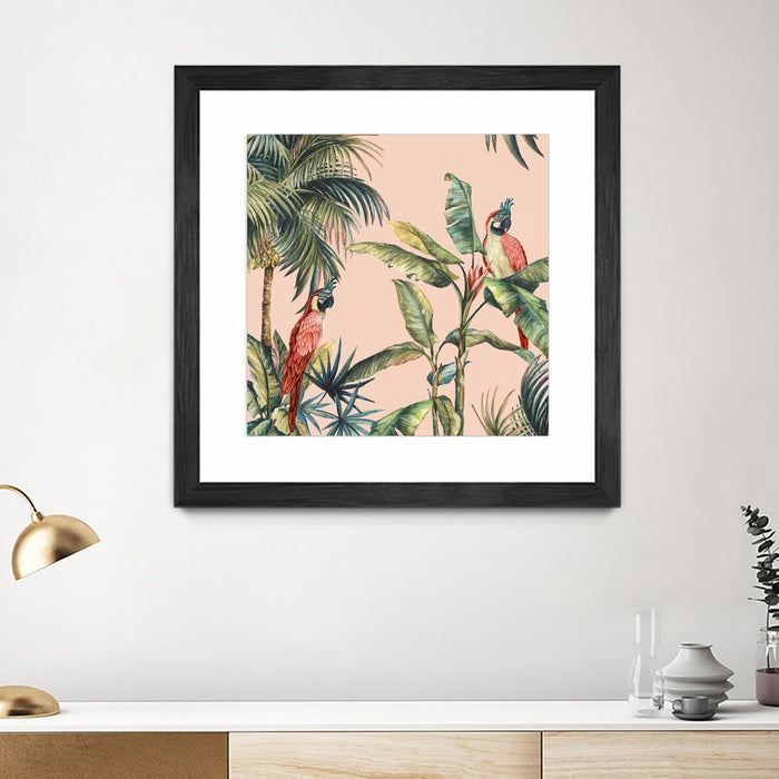 \"Tropicano Ii\" Matted and Framed Black 36x36 Wall Art