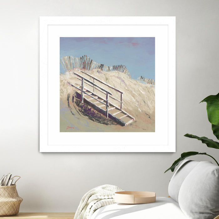 \"Beach Access\" Matted and Framed White 30x30 Wall Art
