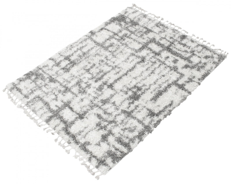 Helma Urban Cream, Light Grey Shag 5'3\" X 7'3\" Area Rug