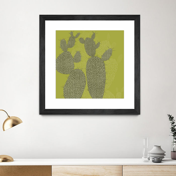 \"Opuntia I\" Matted and Framed Black 30x30 Wall Art