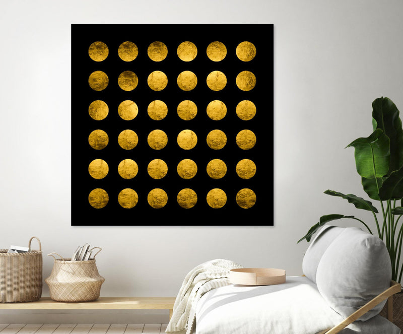 \"Golden Spots Black\" Giant Art 72x72 Wall Art