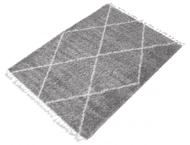 Helma Losange Light Grey Shag 6'7\" X 9'6\" Area Rug