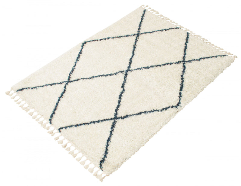 Helma Losange Cream Shag 3'11\" X 5'11\" Area Rug
