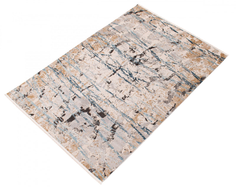 Tahi Blue, Grey, Taupe Rug 6'7\" X 9'6\" Area Rug