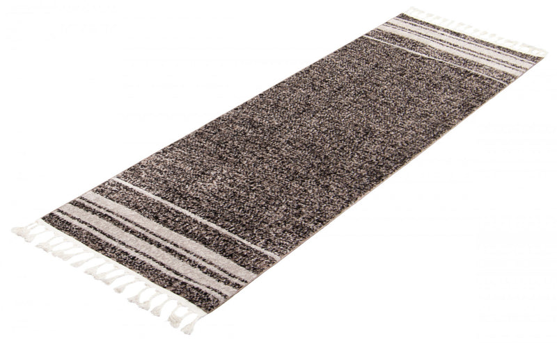 Vera Earth Taupe/Black Area Rug - 2'7\" x 8'4\"