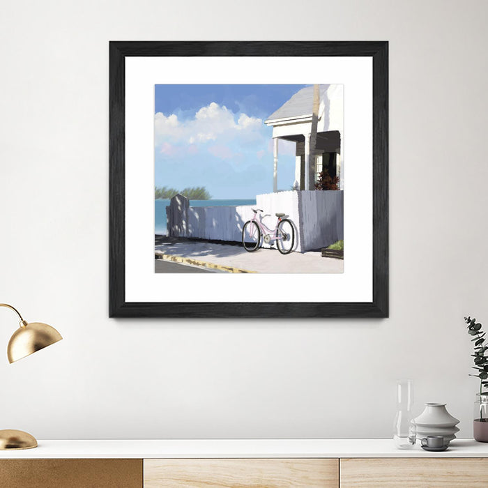 \"Key West Cabana Ii\" Matted and Framed Black 36x36 Wall Art