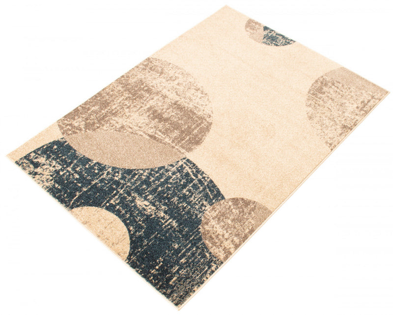 Ellegance Ivory / Blue 6'7\" x 9'6\" Area Rug