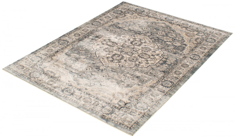 Octavian Tabriz Blue-Ivory Area Rug - 3'11\" x 5'11\"