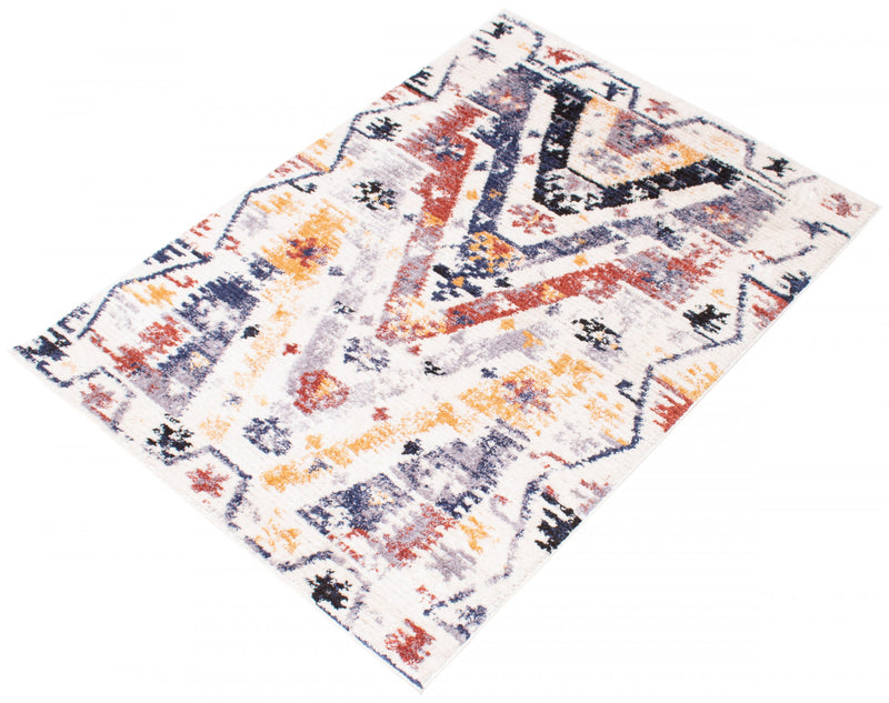 Paloma Quashqai White Area Rug - 3'11\" x 5'11\"