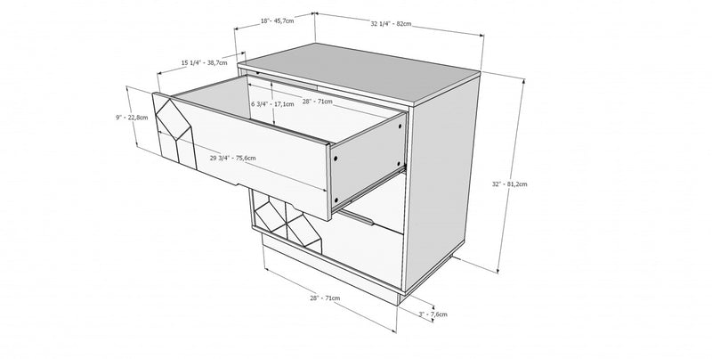 Nordika 3-Drawer Chest - White
