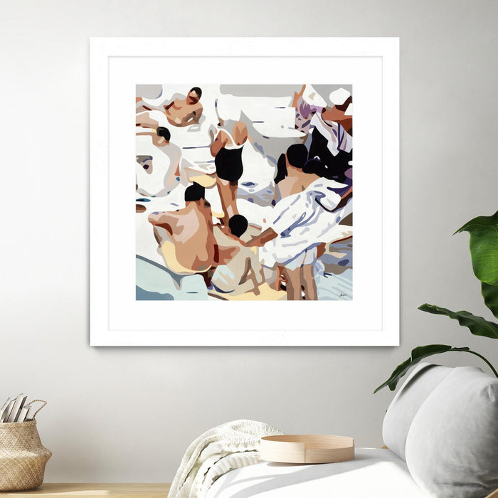 \"Tammy & Greg's Pool Party\" Matted and Framed White 36x36 Wall Art