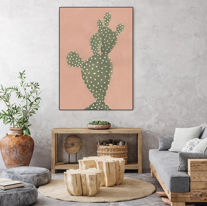 \"Coral Cacti Ii\" Canvas Framed Black 24x32 Wall Art