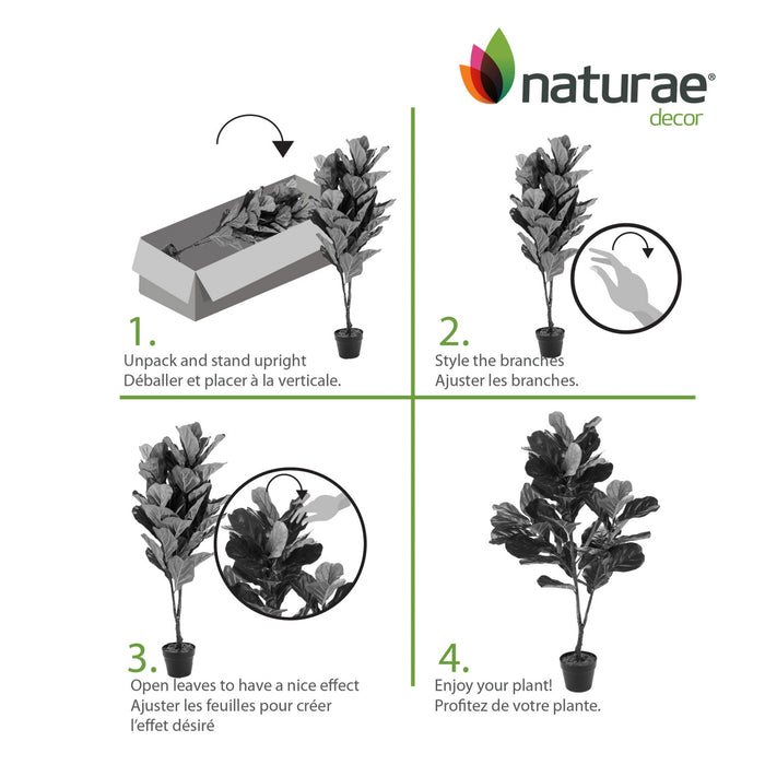 Artificial 49\" Fiddle Leaf In Black Pot