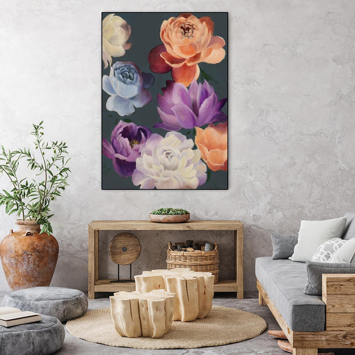 \"November Blooms\" Canvas Framed Black 30x40 Wall Art