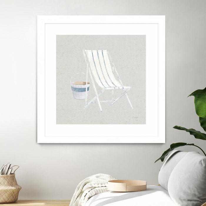 \"Serene Seaside Iii Tan\" Matted and Framed White 30x30 Wall Art