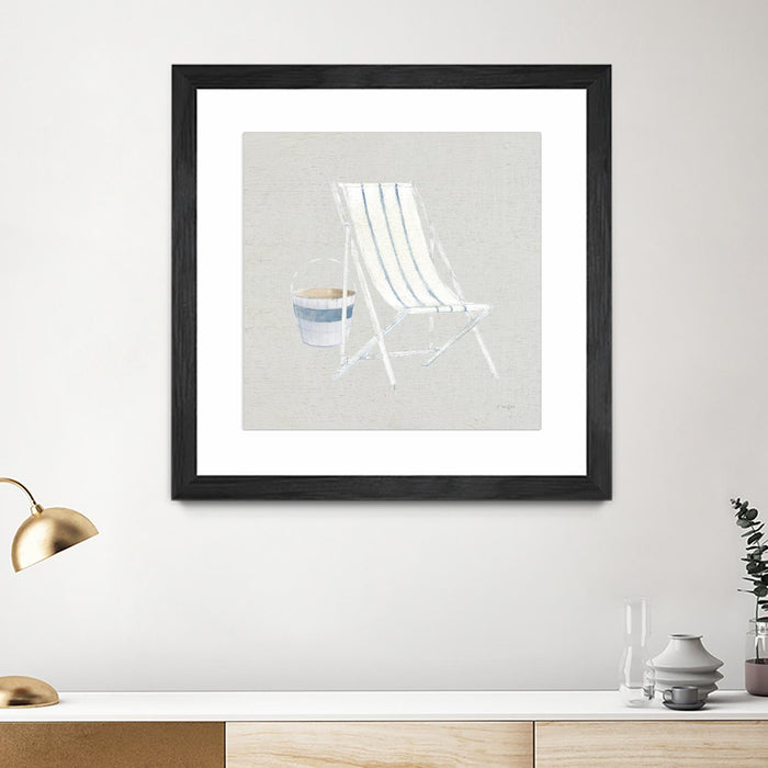 \"Serene Seaside Iii Tan\" Matted and Framed Black 30x30 Wall Art
