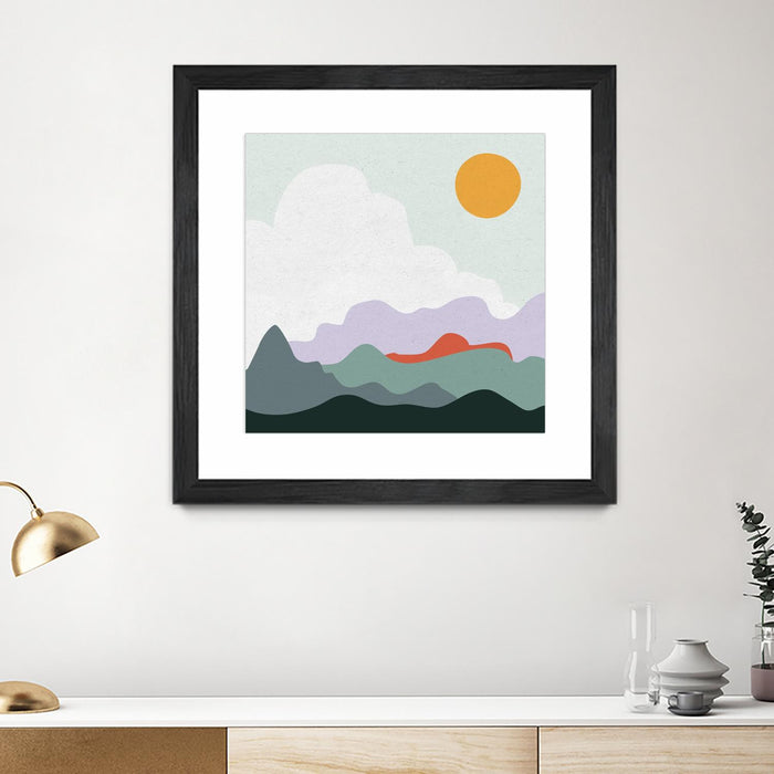 \"Mountainous I\" Matted and Framed Black 36x36 Wall Art