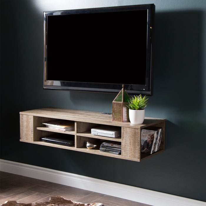 City Life Wall Mounted Media Console - Weathered Oak