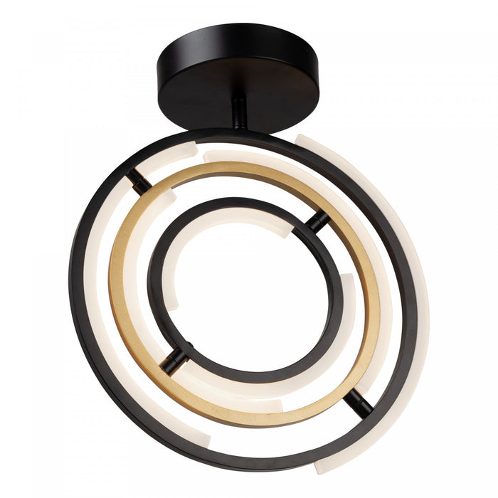Trilogy Black & Brass Integrated LED Semi-Flush Mount
