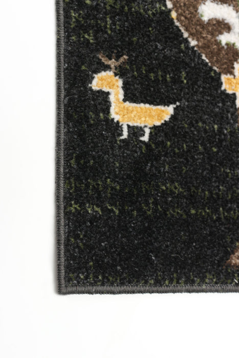 Pine Black Machine Washable Area Rug - 6'0\" x 9'0\"