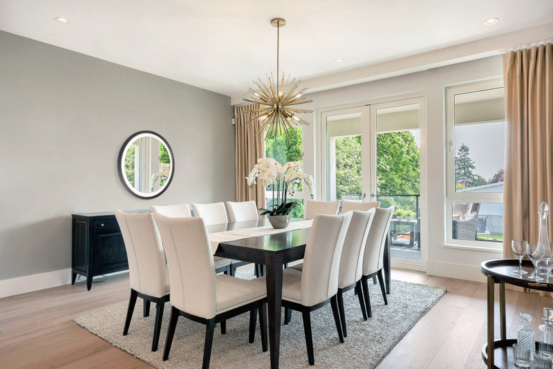 Sunburst  8-Light Satin Brass Chandelier