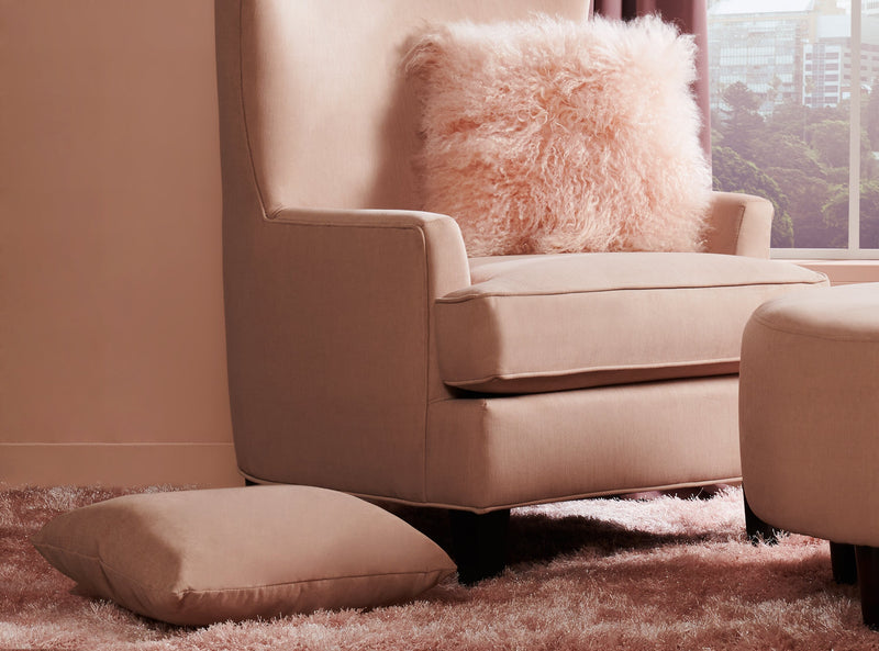 Mongolian Sheepskin Accent Pillow - Rose