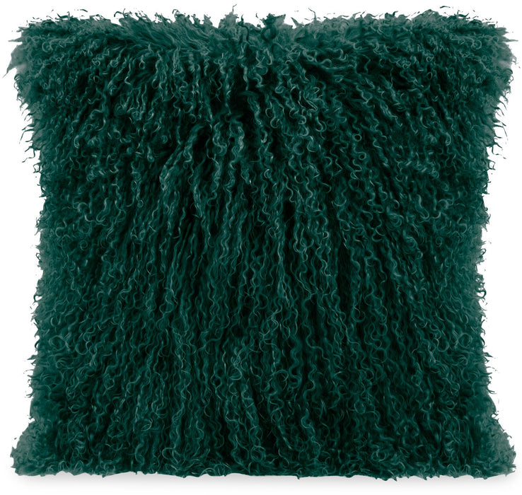 Mongolian Sheepskin Accent Pillow - Green