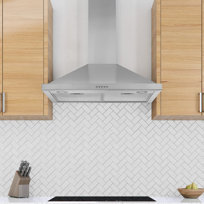 Ancona 30\" Convertible Wall-Mounted Pyramid Range Hood - AN-1158