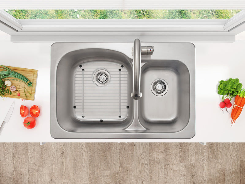 Ancona Tusca Series 33\" 60/40 Dual Mount Kitchen Sink - AN-3342