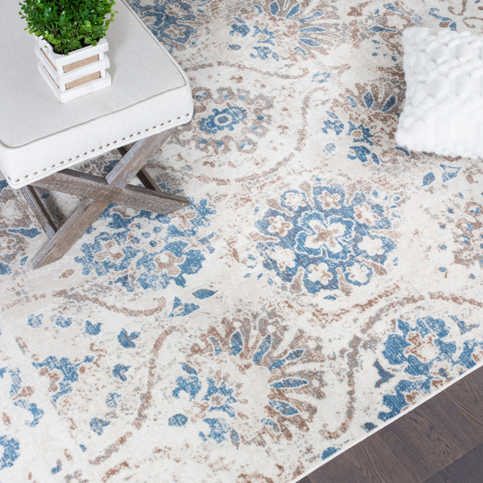 Shi Flora Blue 3x5 Area Rug