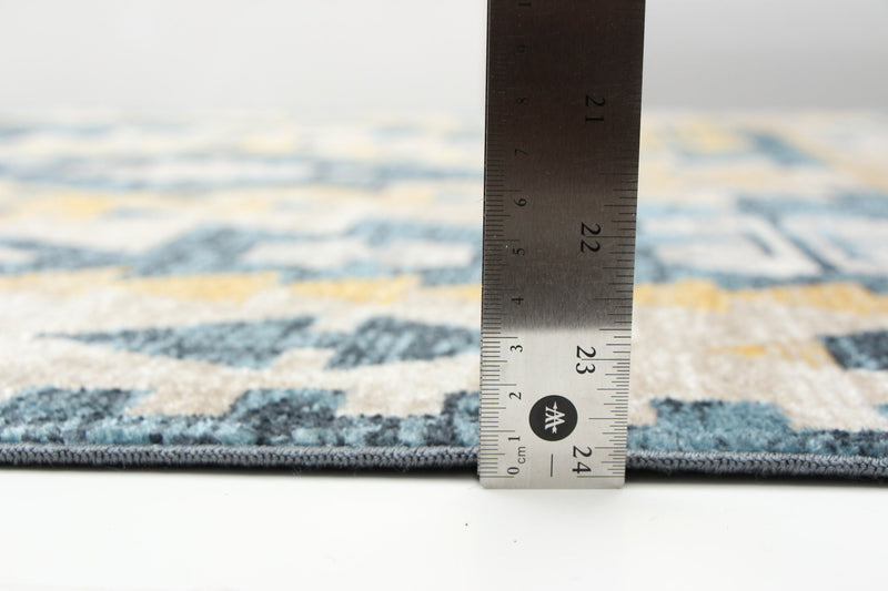 Mosaic Taupe/Blue Machine Washable Area Rug - 6'0\" x 9'0\"