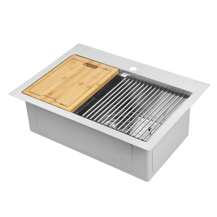 Ancona 28\" Dual Mount Workstation Kitchen Sink - AN-33104