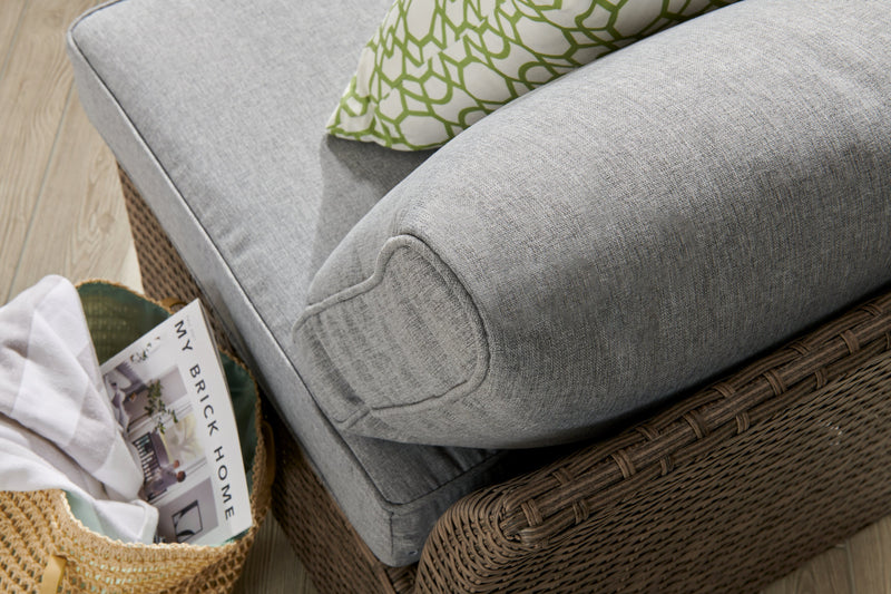 Bermuda 6-Piece Canopy Outdoor Patio Conversation Set - Hand-Woven Resin Wicker, UV & Weather Resistant - Grey