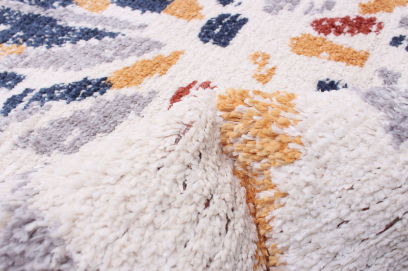 Paloma Sunburst Navy, White Area Rug - 6'7\" x 9'6\"