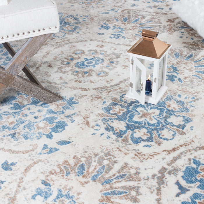 Shi Flora Blue 3x5 Area Rug