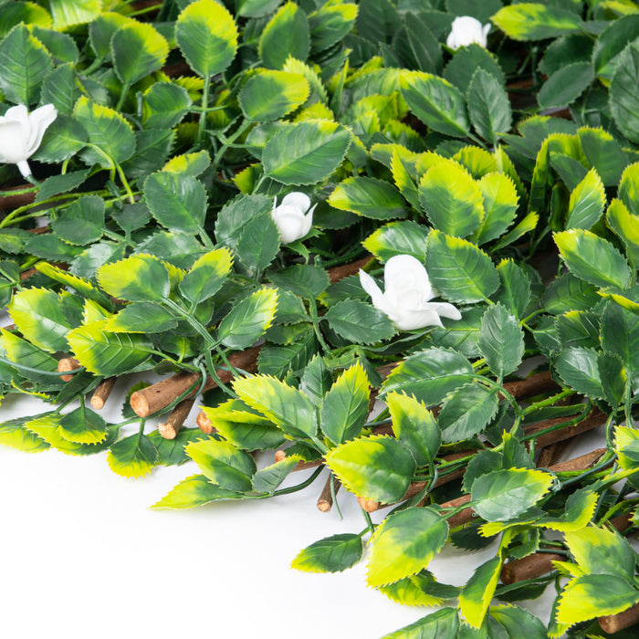 Artificial Willow Expandable Trellis 36\"x 72\" White Rose Leaves