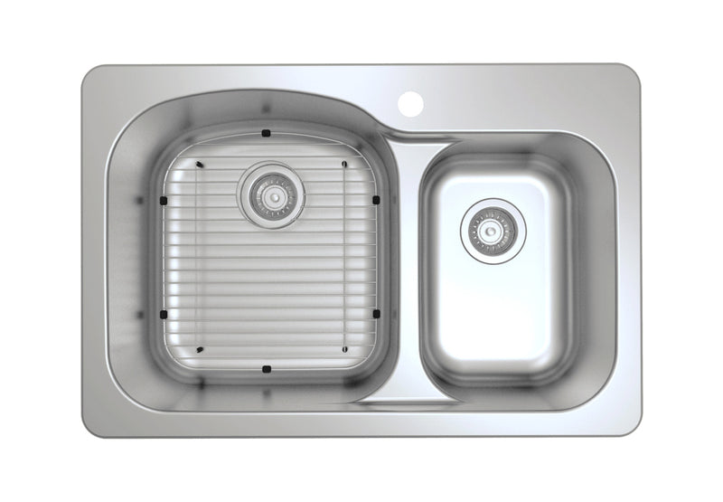 Ancona Tusca Series 33\" 60/40 Dual Mount Kitchen Sink - AN-3342
