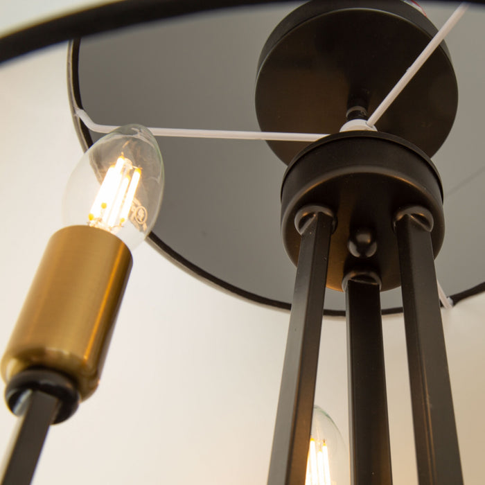Coco 3-Light Black and Gold Semi-Flush Mount